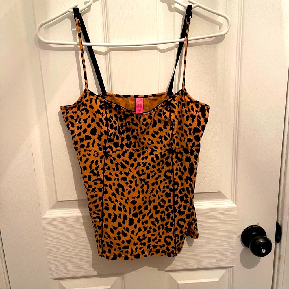 Betsey Johnson Intimates leopard print brown black tank top cami
